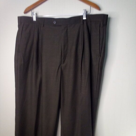John Henry Pants Men 42 x 30 Pleated Roll Hem Brown - Picture 3 of 14